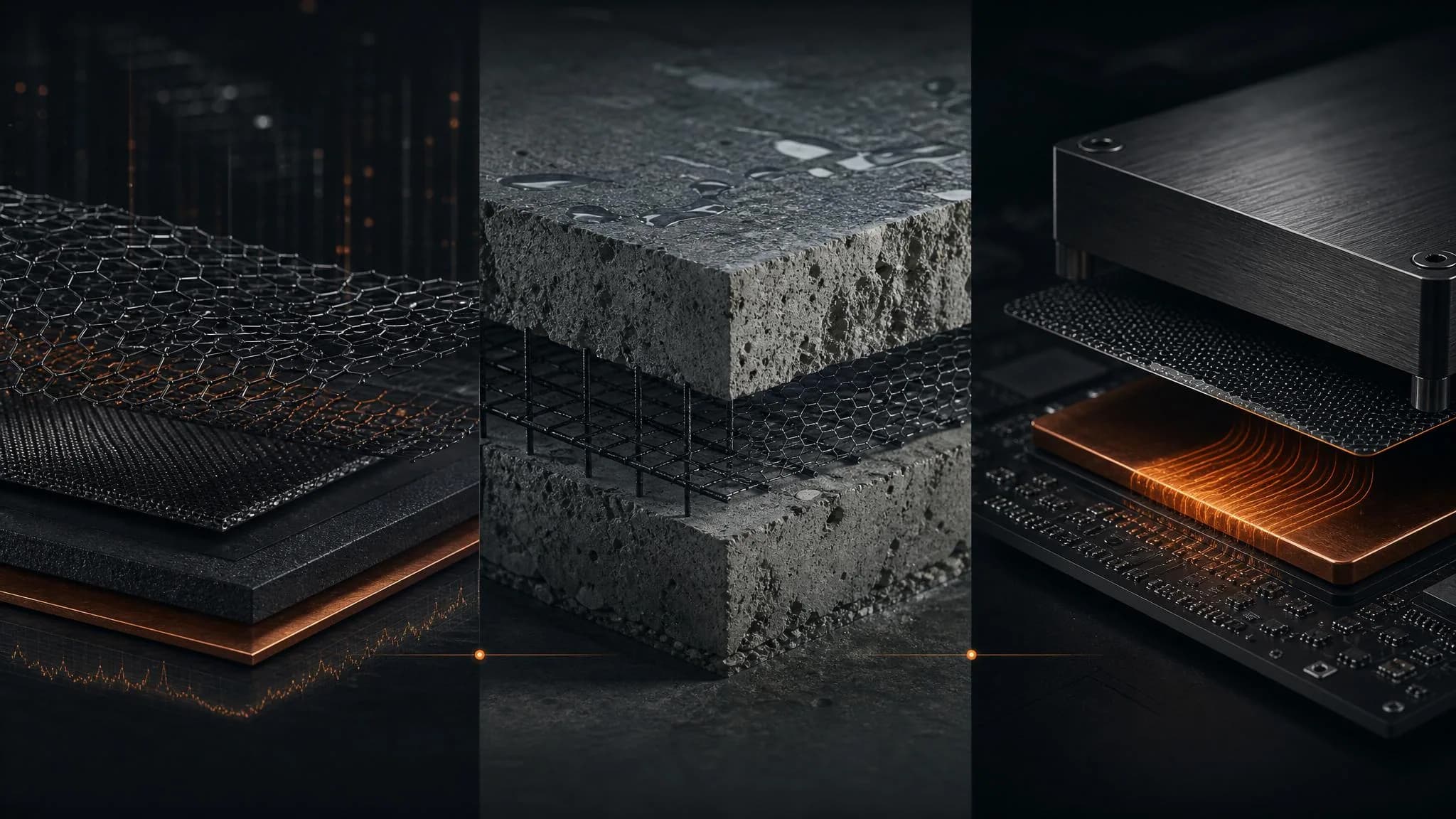 Conceptual material visuals for shielding, concrete, and thermal applications